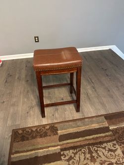 Brown Leather Saddle Bar Stool