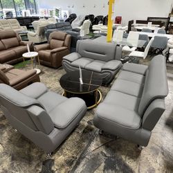 Grey modern Living Room 3Pcs set  / Sala de estar moderna gris, juego de 3 piezas