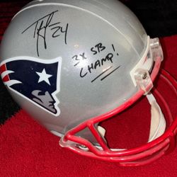 NFL New England Football Signed Helmet With Coa 