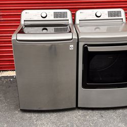 LG 4.5 Cuft High Efficiency Top Load Turbo Drum Technology And Gas Dryer 7.3 Cuft. Sensor Dry Graphite Steel 
