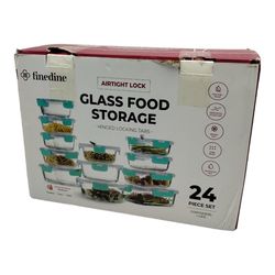 24-Piece Superior Glass Food Storage Container Set - Newly
