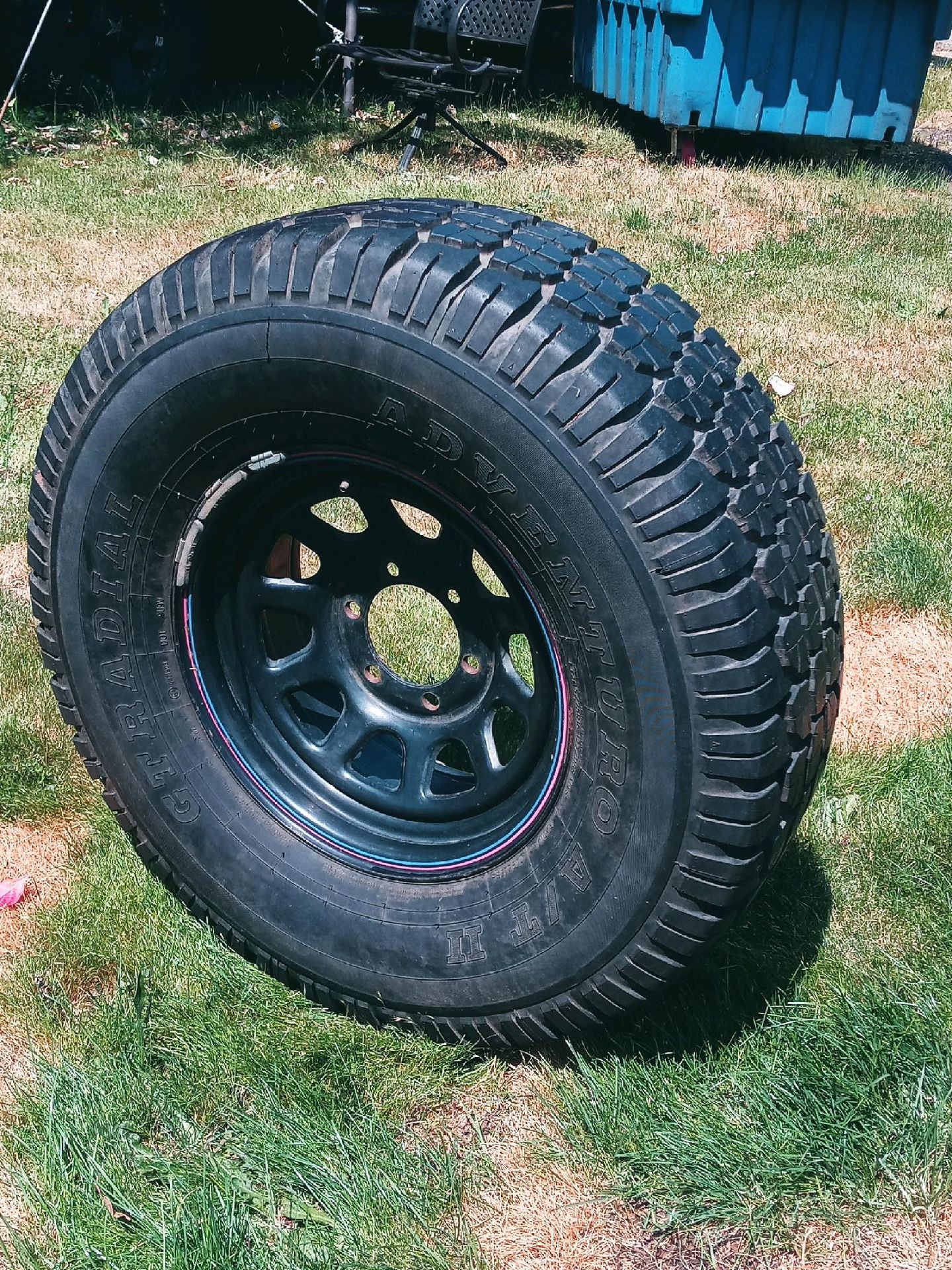 Single Tire, 6 Log Wheel, Black Rim, Tire Size Lt285/75R16, Toyota Wheel, Chevy Wheel,