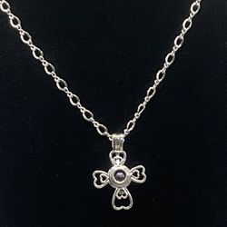 Sterling Silver 24” Necklace w/Cross 