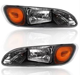 2008-2013 Peterbilt 325/384 Black Headlight Assembly Pair Black Housing