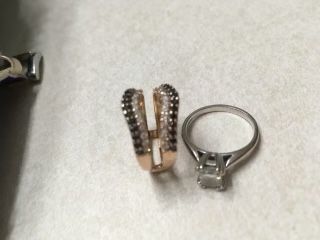 Two karat white and black diamond wedd set rose and white gold