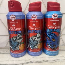 Old Spice Aluminum Free Body Spray for Men, Wolfthorn OR Old Spice Krakengard, 5.1 fl oz. New/unopened. 