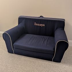 Anywhere Sofa Lounger Navy Blue with White Piping, Custom Name