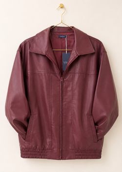 Burgundy Faux Leather Oversized Jacket – Chic Street Style (Size S)