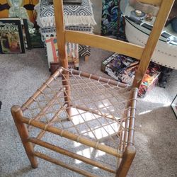 Rare Authentic 1850s -1880s Rawhide Ladderback Antique Farmhouse Chair