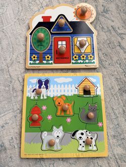 Set Of 2 Toddler Chunky Knob Puzzles 