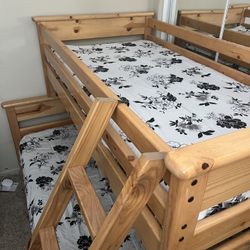 Full over Twin Hardwood Bunk Bed with Removable Drawers