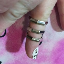 3 Piece Silver Stainless Steel Band Rings, Size 4