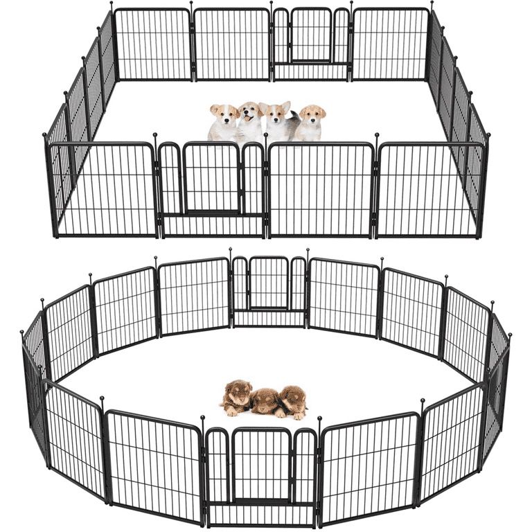 Dog Playpen Outdoor, 16 Panels 24" Height Dog Fence Exercise Pen with Doors for Small Dogs, Pet Puppy Playpen for RV, Camping, Yard