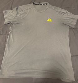 Very Good “Adidas” XL Lite Green T-Shirt With Yellow Printed Adidas Sign.