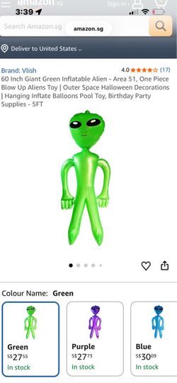 π½ GIANT 5-FT INFLATABLE ALIEN β HALLOWEEN / PARTY DECOR π½