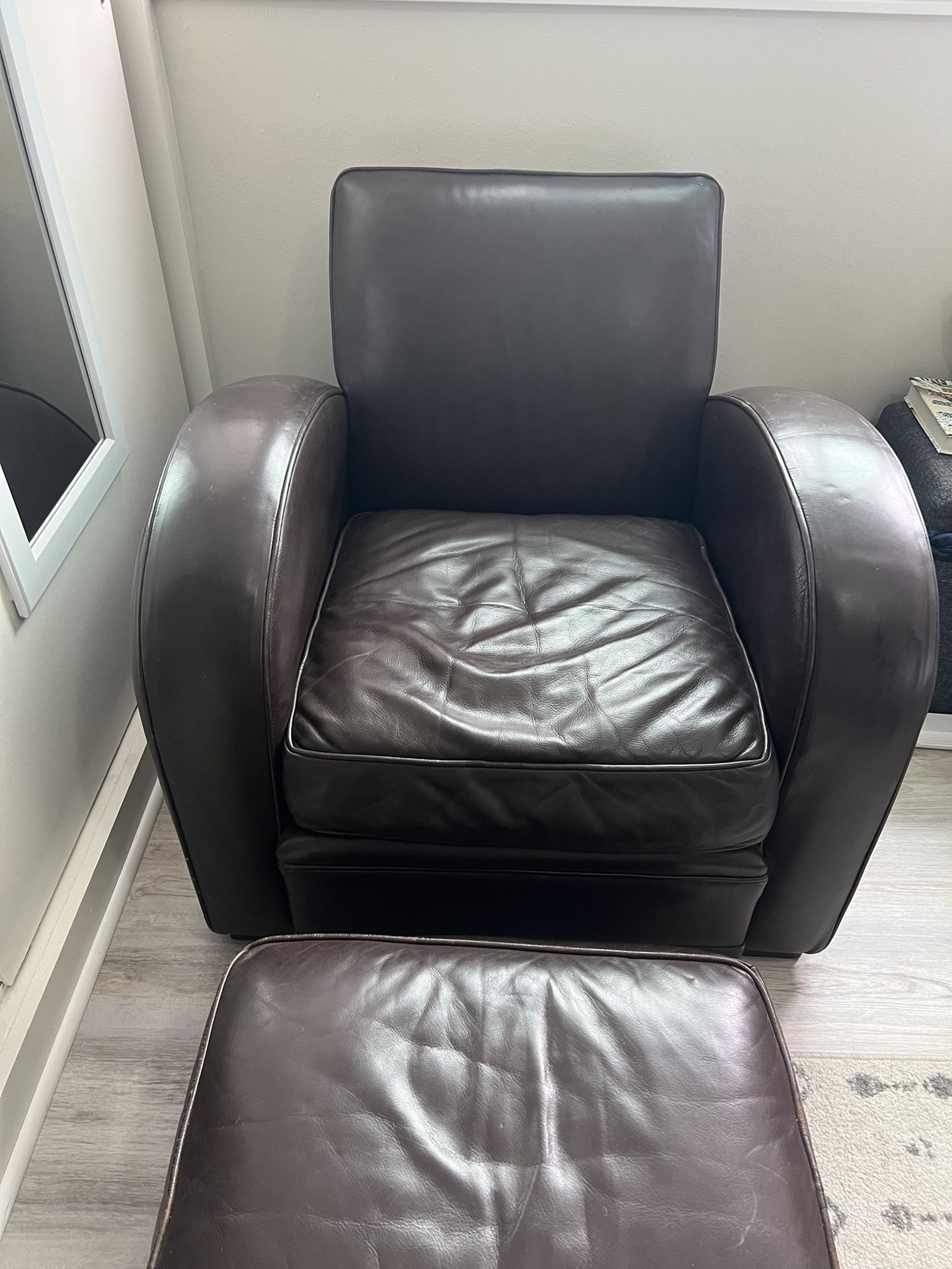 Leather Roadster Chair + Ottoman