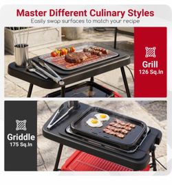 2-in-1 Electric Grill w/ Detachable Stand Dual Plates
