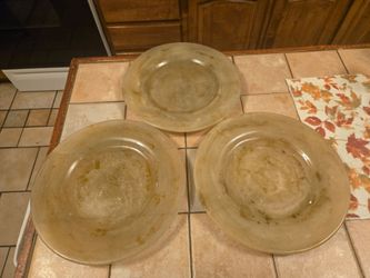 POTTERY BARN MARBLEIZED 12" CHARGERS