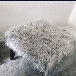 Gray Fur Ottoman