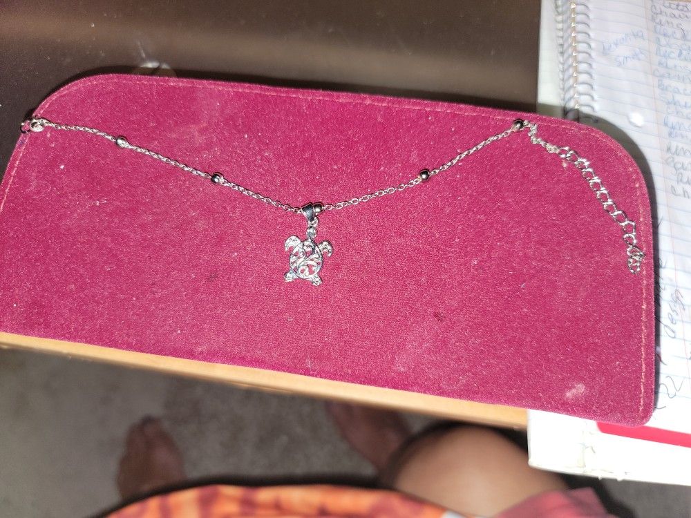 Sterling Silver Sea Turtle Adjustable Anklet