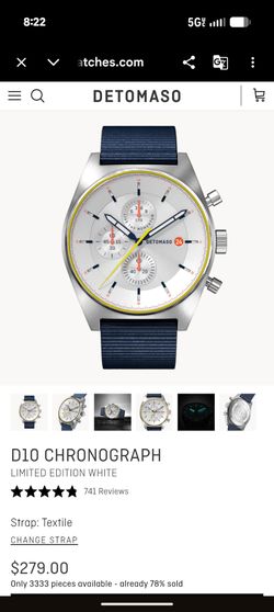 DeTomaso D10 Chrono Chronograph Watch, Limited Edition.