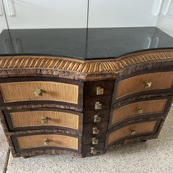 Postmodern Coconut Wood Dresser Or Console Table