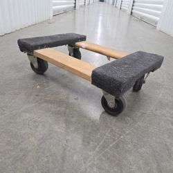 Furniture Dolly Wooden Rolling Cart 4 Wheel Carpeted Pads