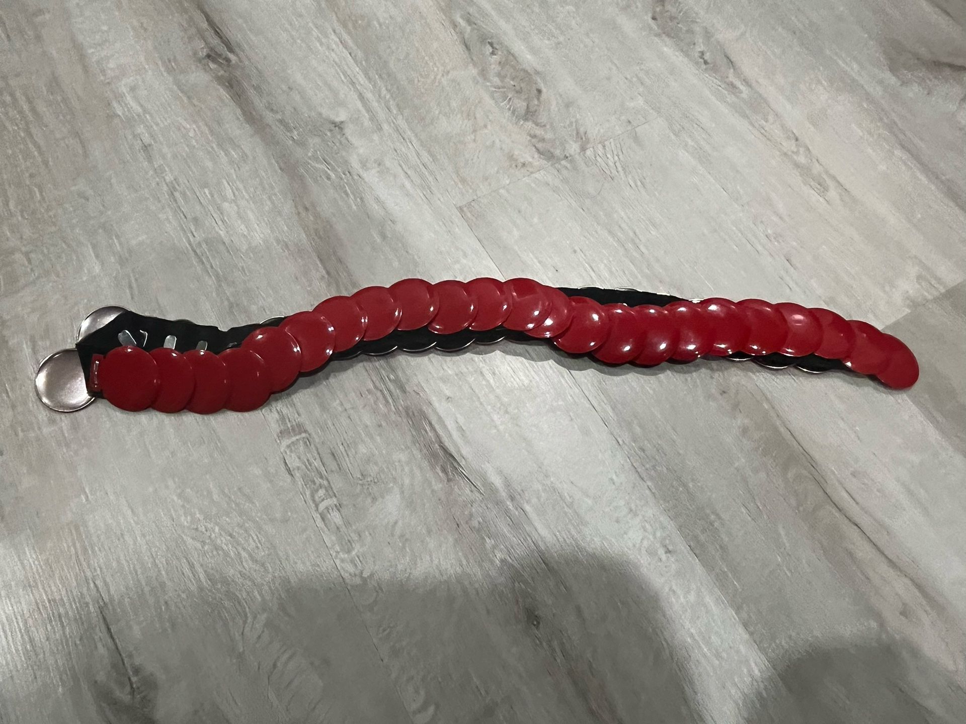 Vintage Women’s Red Metal Link Belt, Made In Hong Kong