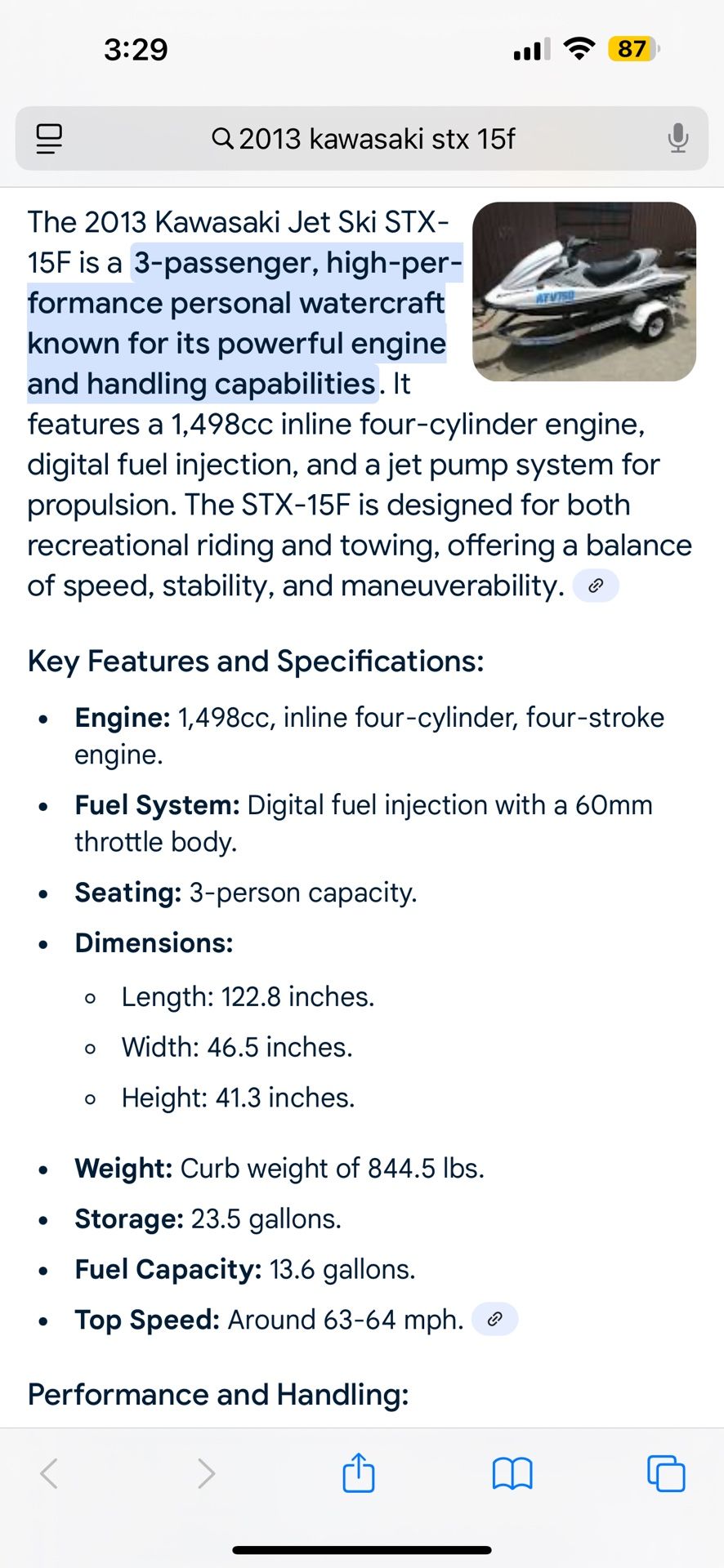 2013 Kawasaki STX-15f Jetski