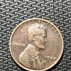 1944 D Lincoln Wheat Cent Penny Coin 