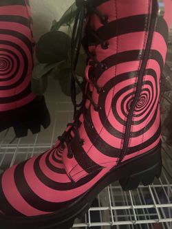 Pink and black boots size 7