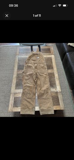 Men’s Carhartt R01 Bib Overalls Brown Tan Distressed