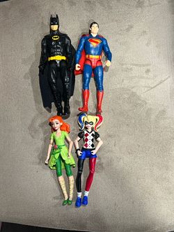 DC Comics Batman, Superman, Harley Quinn Poison ivy 6” Action Figures Lot of 4