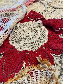Hand Crochet Dollies And Hand Towels 