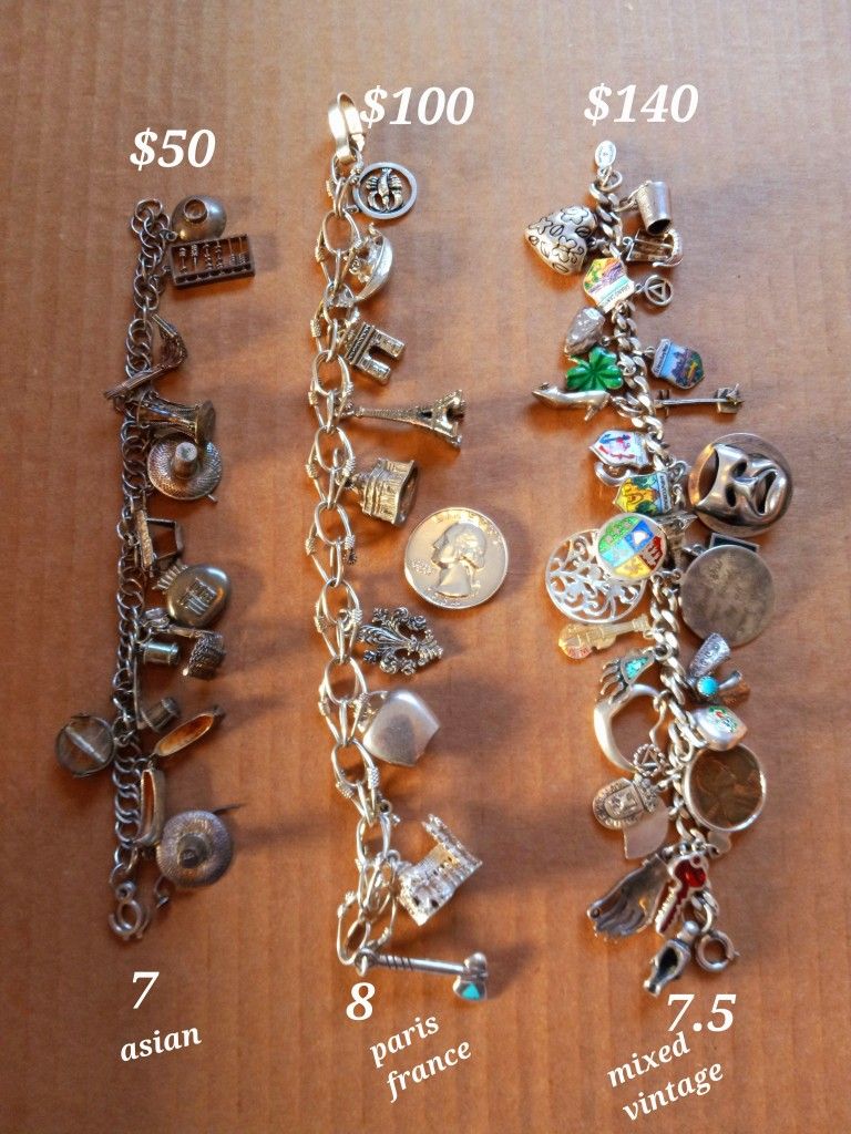 $470! Awesome All 925 Sterling Silver Charm Bracelet Collection 