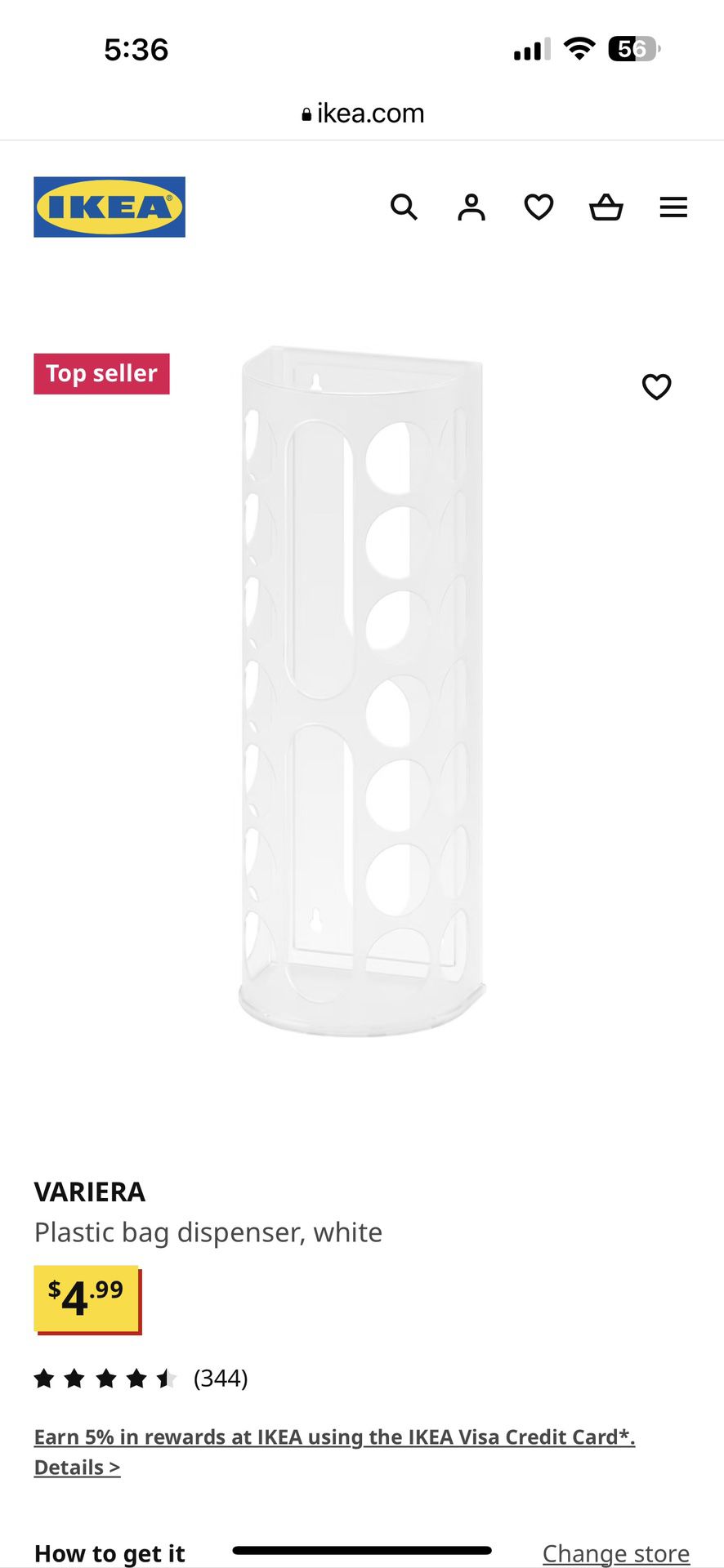 VARIERA plastic bag dispenser, white - IKEA