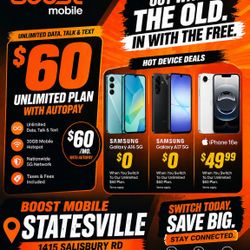 FREE Samsung Galaxy A16 5G + $60 Unlimited Plan – Boost Mobile Statesville