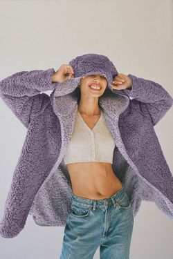  Urban Outfitters Carmella Reversible Hooded Teddy Jacket 