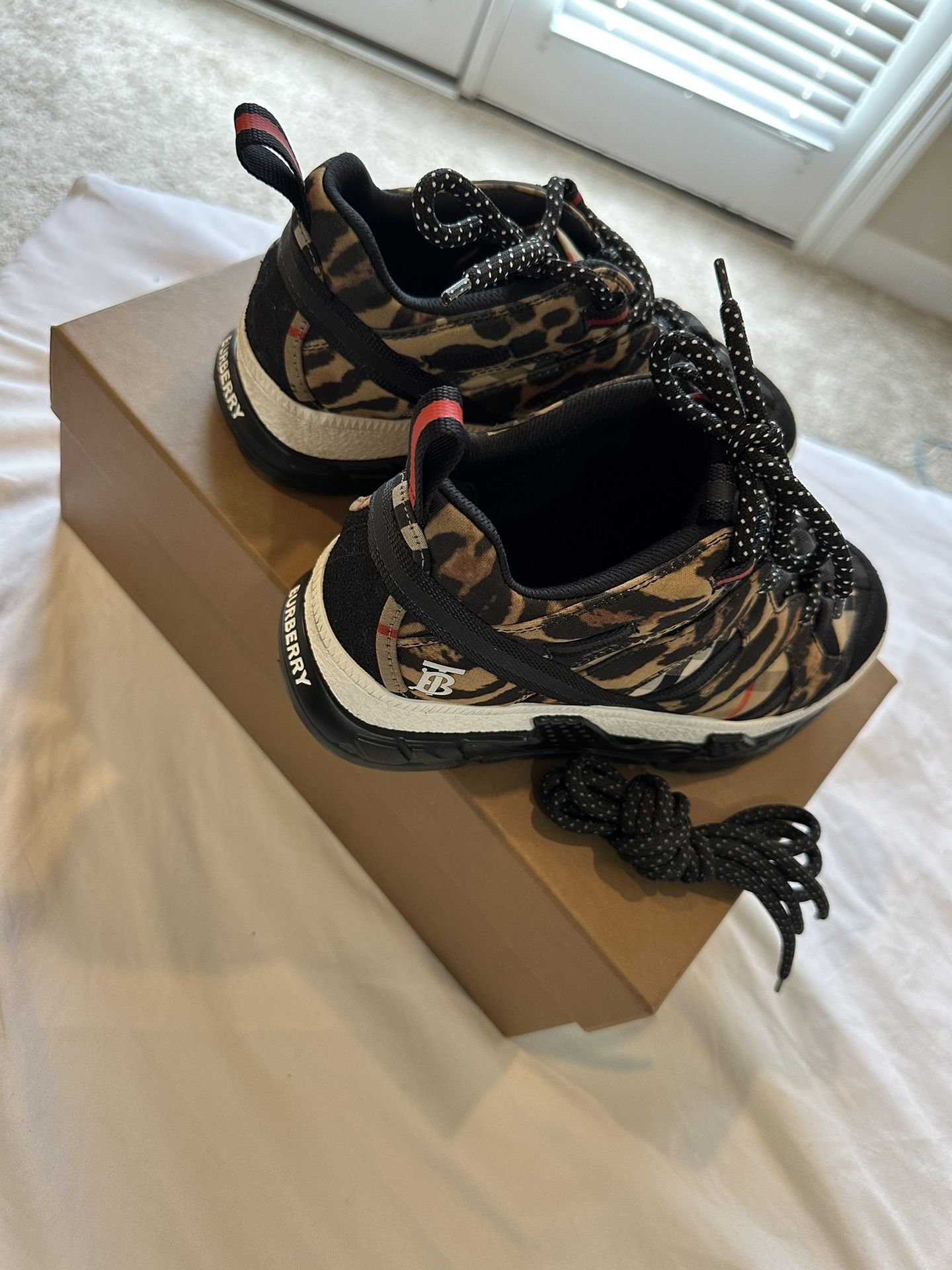 Burberry Leopard Print Neoprene And Cotton Union Sneakers - Main Image