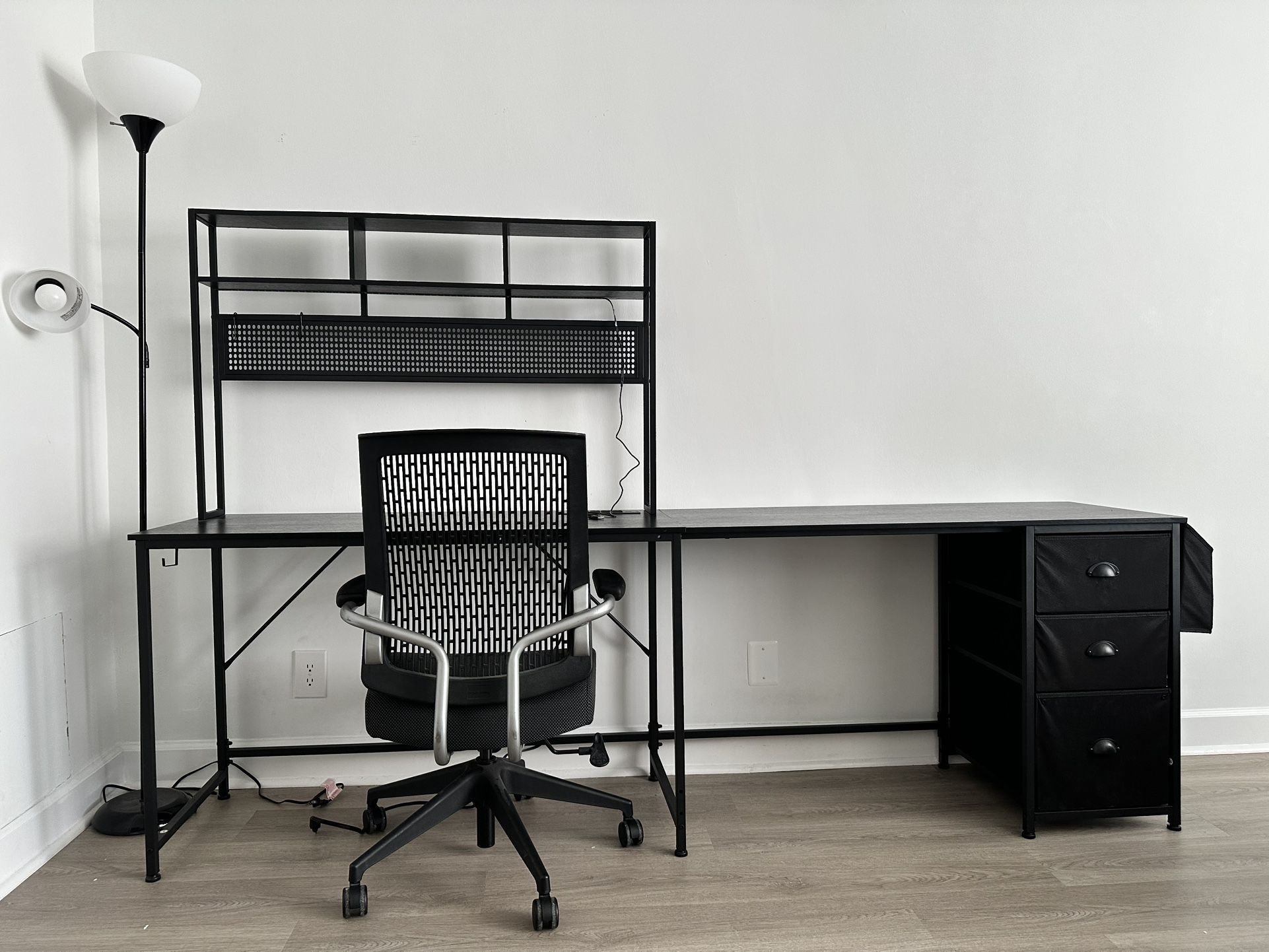 Desk, Chair And Lamp