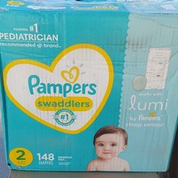 $30 PAMPERS SWADDLERS 148 COUNT SIZE 2 