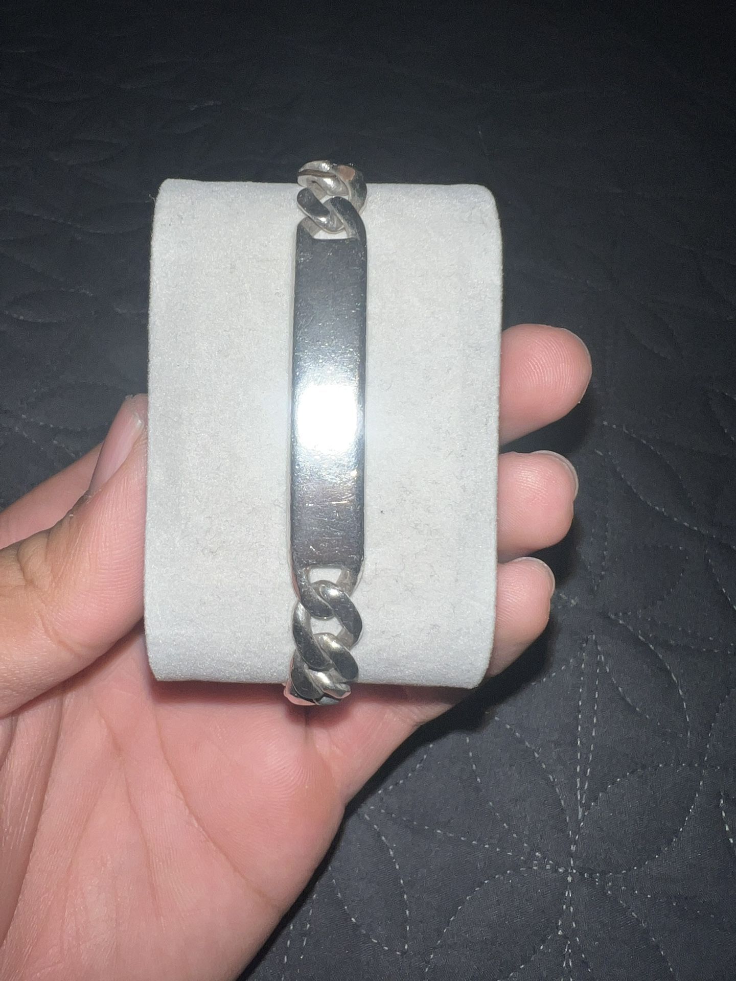 925 Sterling Silver Cuban Id Bracelet 