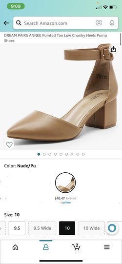 DREAM PAIRS ANNEE Pointed Toe Low Chunky Heels Pump Shoes