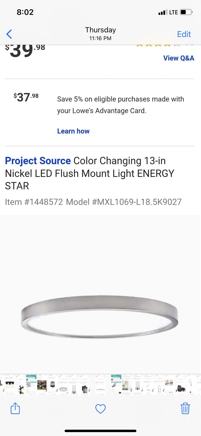 Project Source Flush Mount Ceiling Light