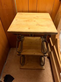 Industrial Wood and Chain Link Side Table