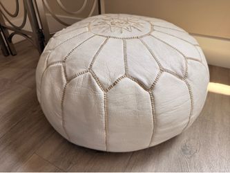 Moroccan Style Leather Pouf