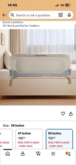 59" Bed Guard Rail for Toddlers