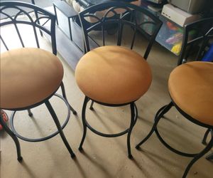 Set of 3 full swivel rod iron chairs