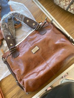 Brown Leather Shoulder Bag with Crossbody Strap
