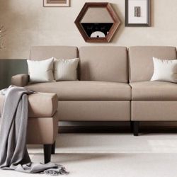 Beige Sofa Sectional with Ottoman (FREE DELIVERY)